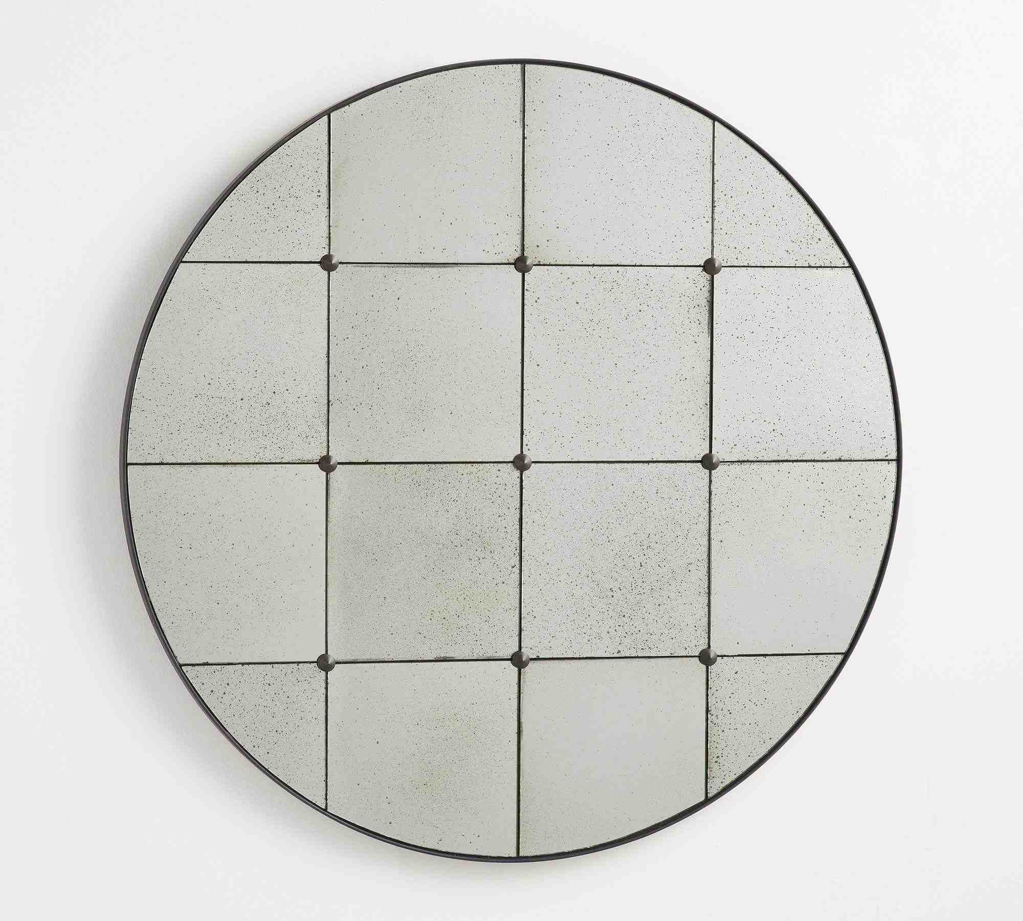 Markle Round Antique Glass Wall Mirror, 40.5"W
