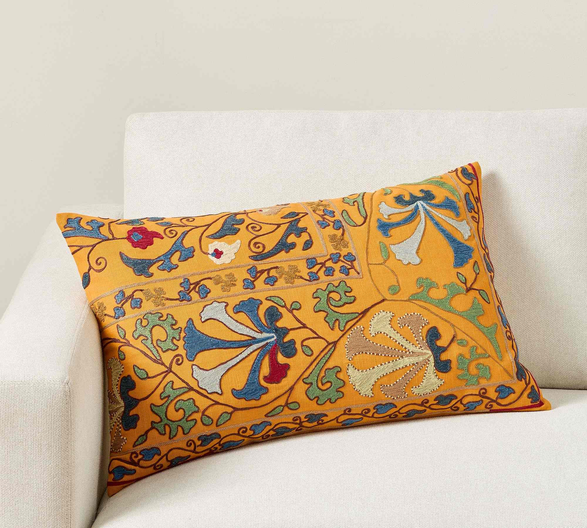 Lucille Suzani Embroidered Lumbar Pillow
