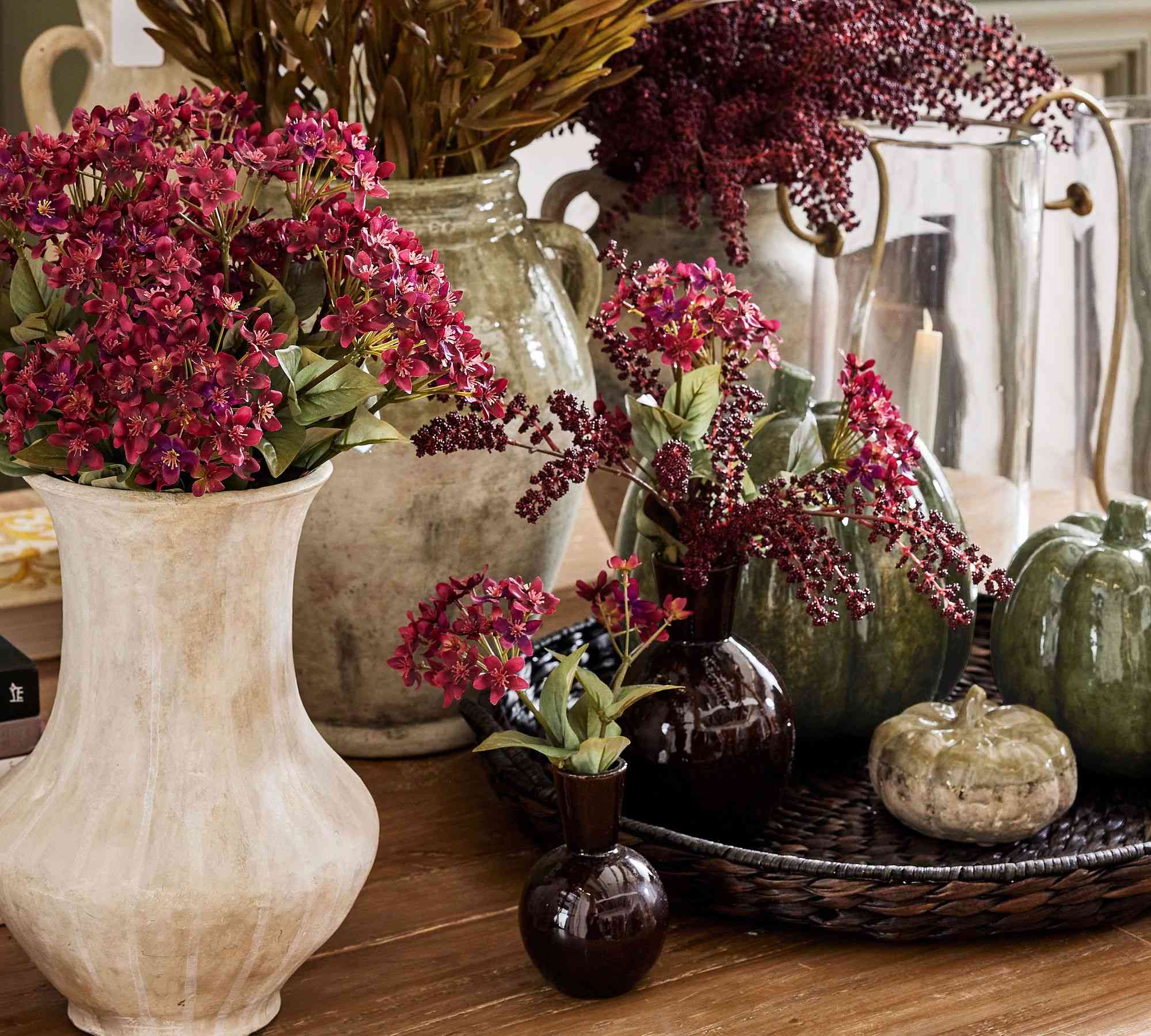 Faux Burgundy Flower Bundle