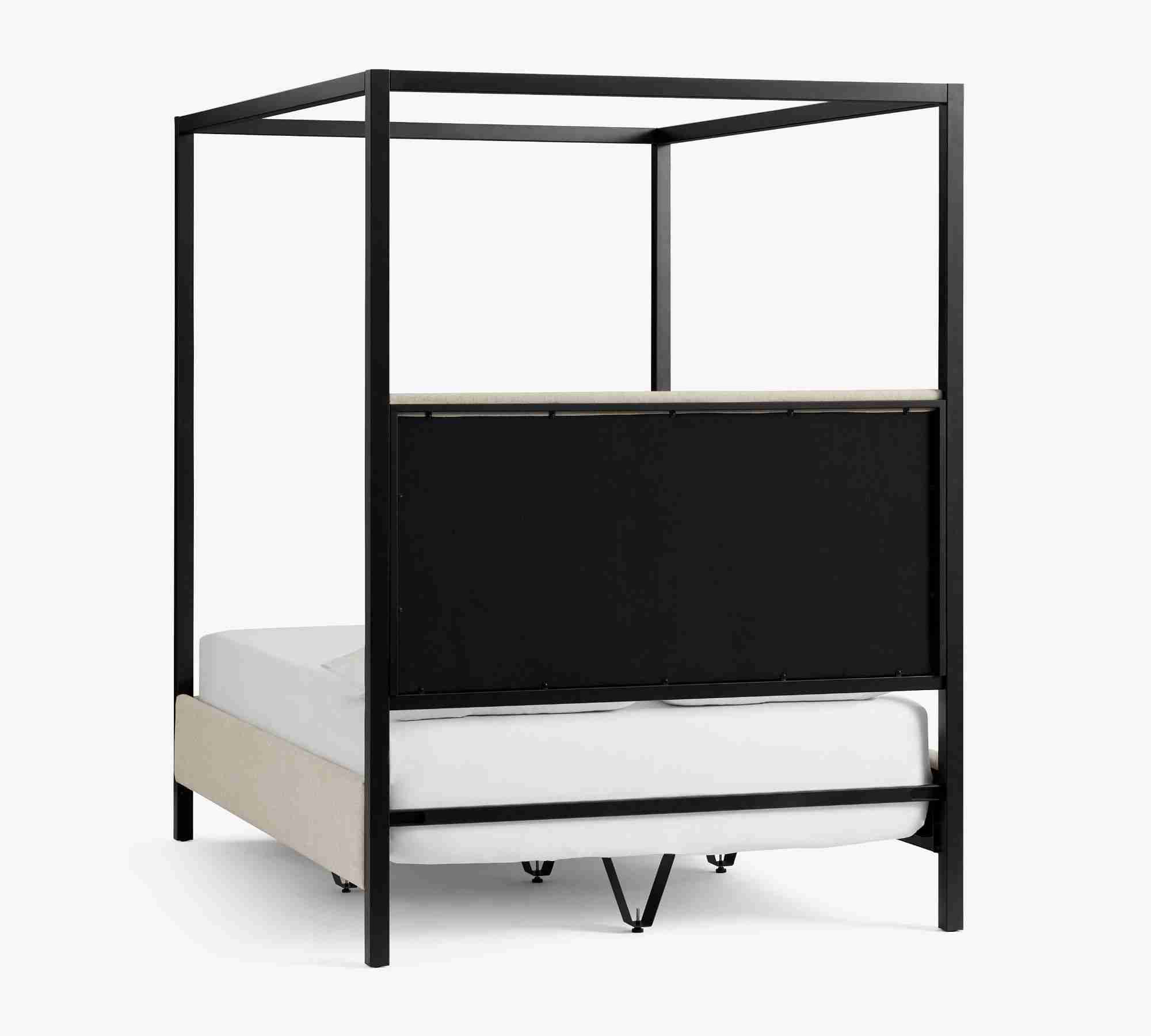 Atwell Metal Canopy Bed, Matte Black Finish