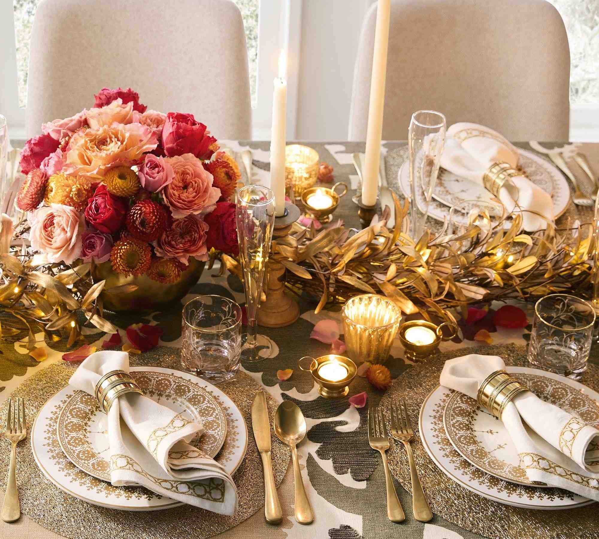 Faux Lit Gold Olive Garland