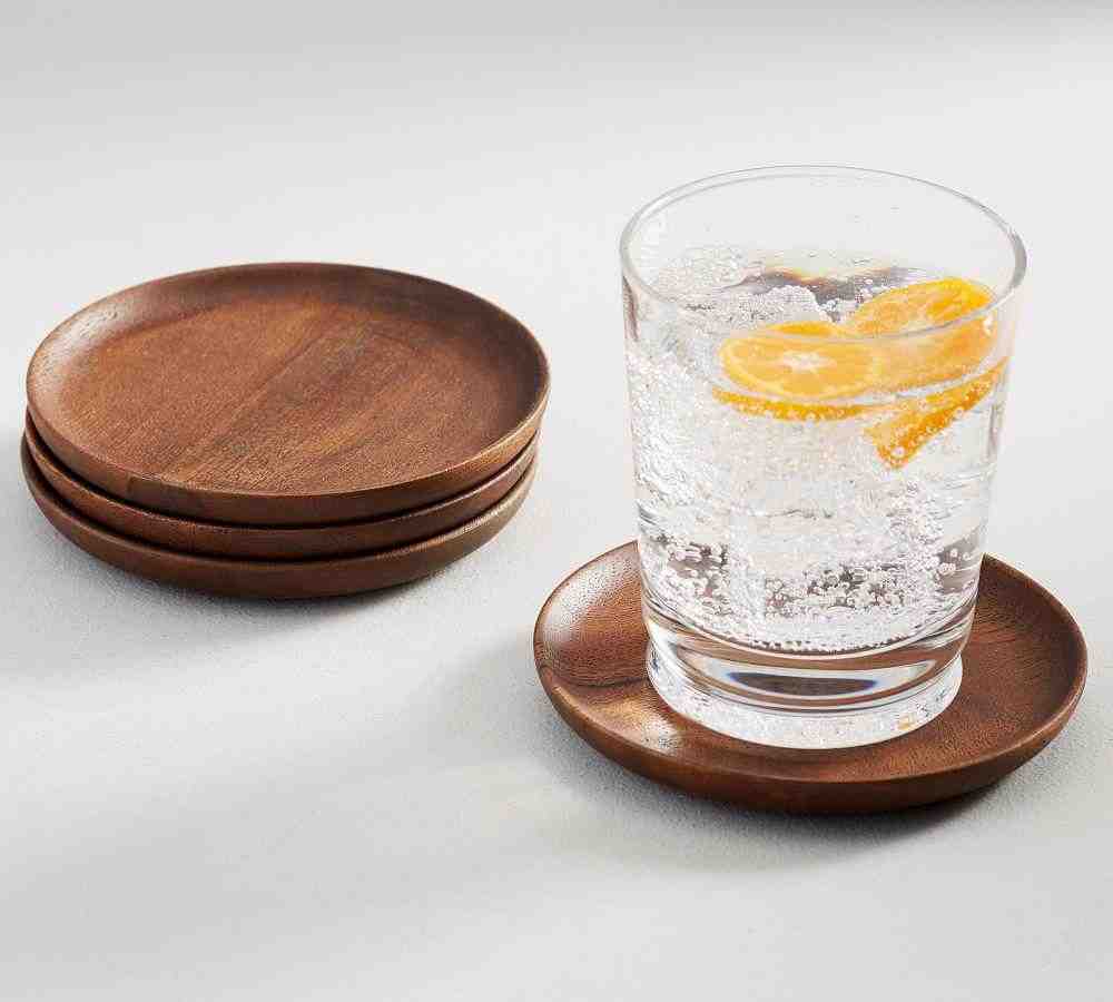 Chateau Handcrafted Acacia Wood Coasters - Set of 4
