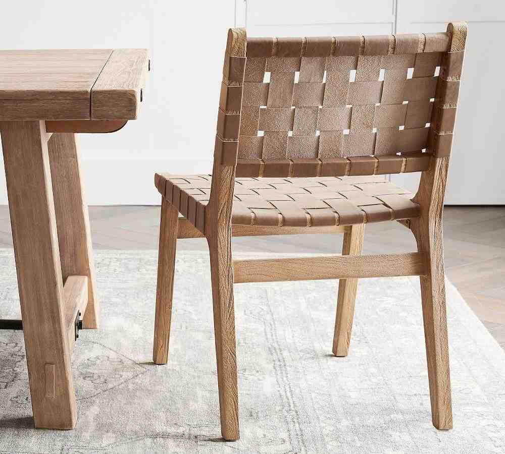 Fenton Leather Dining Side Chair, Seadrift Frame, Legacy Taupe