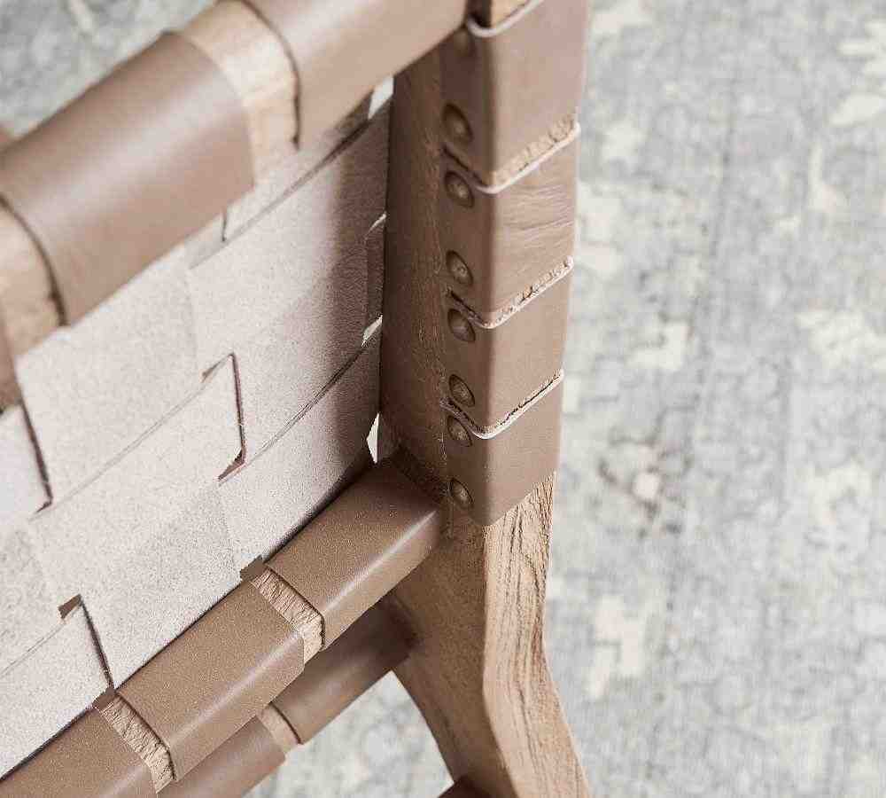 Fenton Leather Dining Side Chair, Seadrift Frame, Legacy Taupe