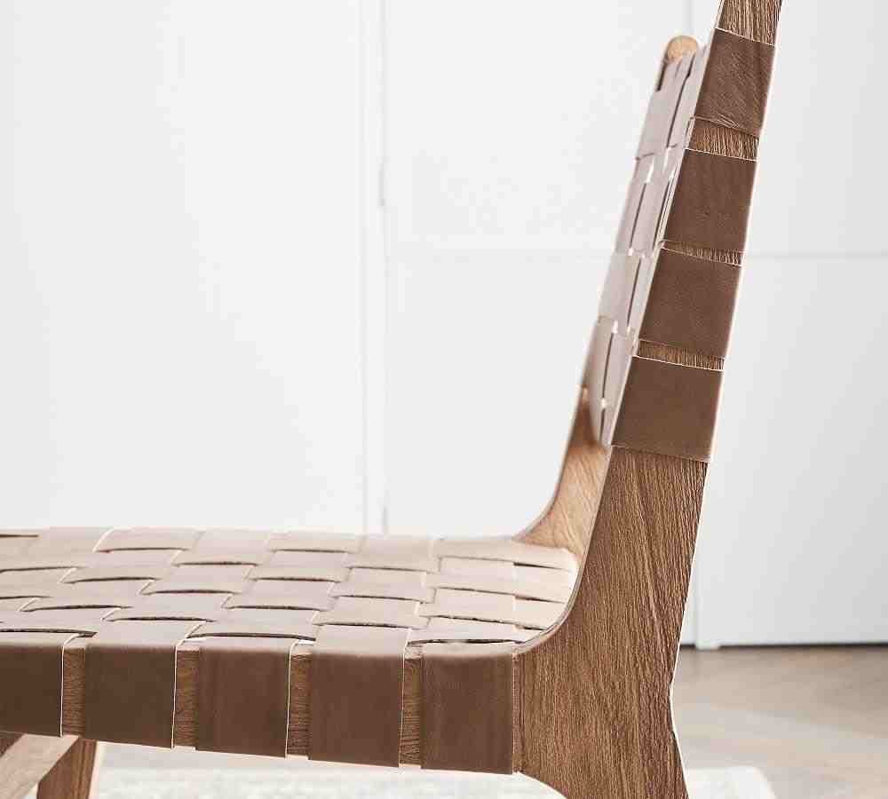 Fenton Leather Dining Side Chair, Seadrift Frame, Legacy Taupe