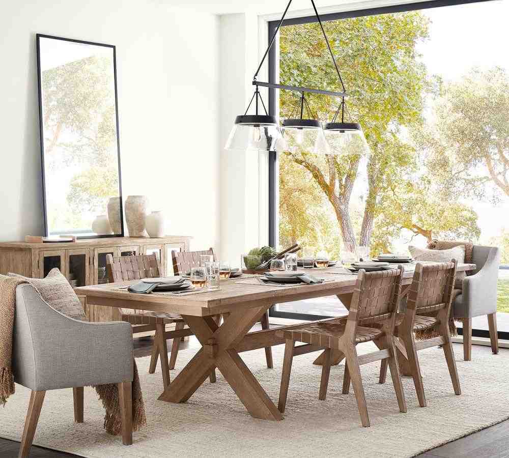 Fenton Leather Dining Side Chair, Seadrift Frame, Legacy Taupe