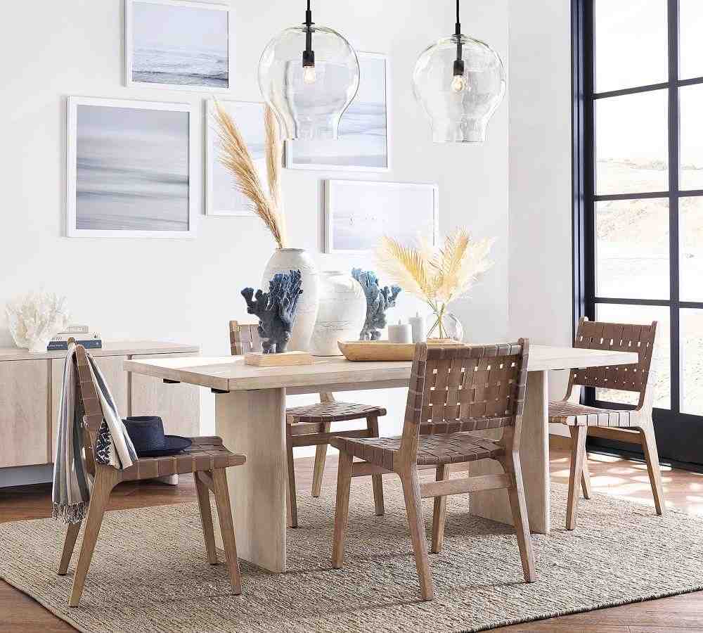 Fenton Leather Dining Side Chair, Seadrift Frame, Legacy Taupe