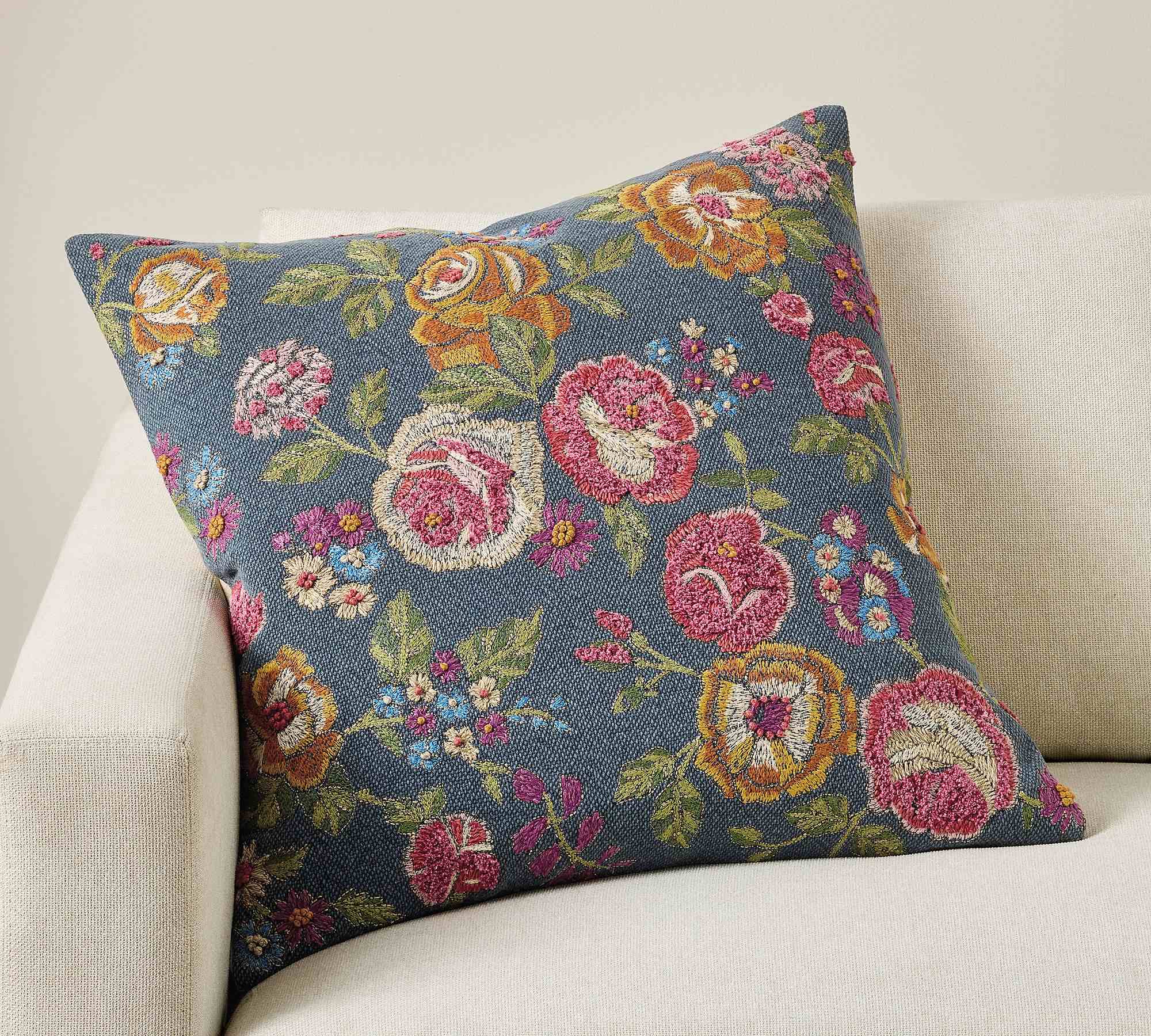 Christa Floral Embroidered Pillow