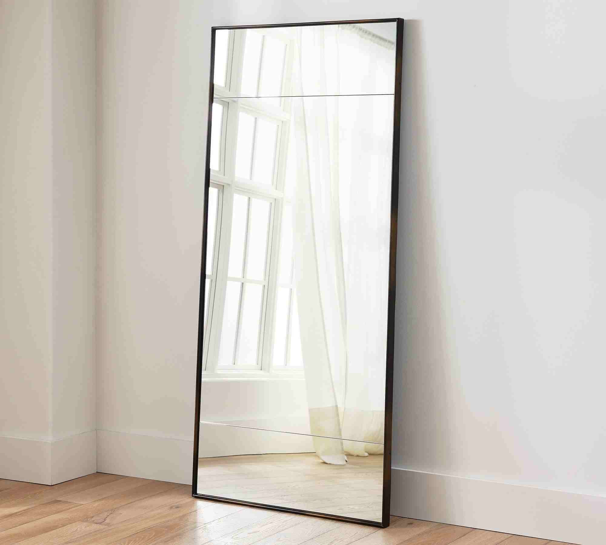 Berke Oversized Bronze Frame Antiqued Floor Mirror