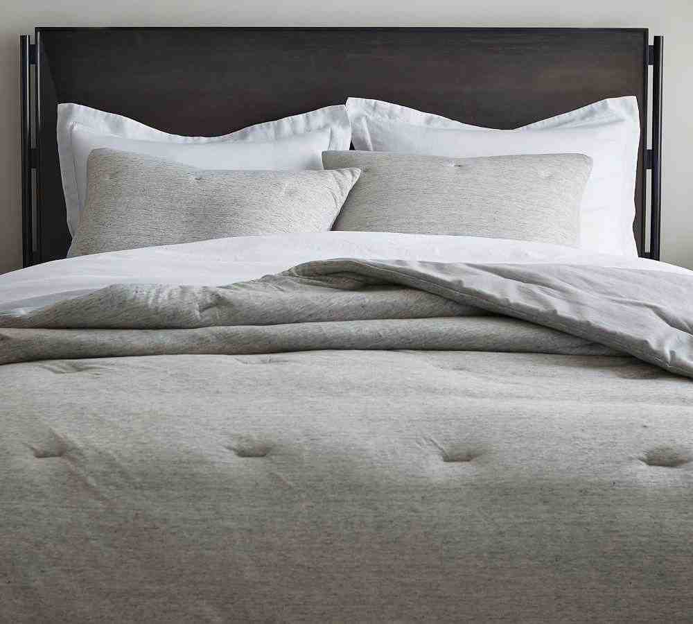Gray Belgian Flax Linen Jersey Comforter- Full-Queen