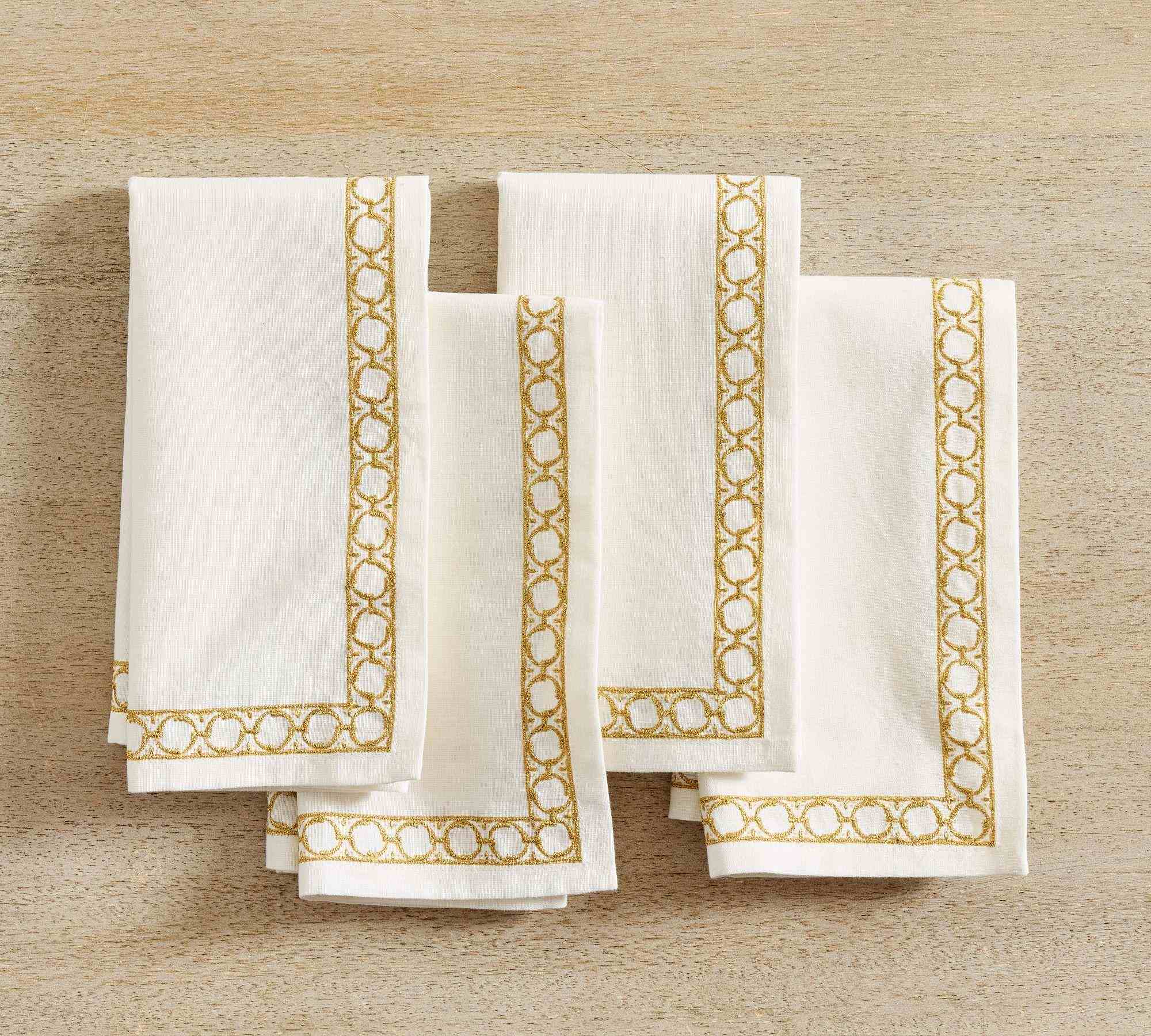 Gold Tile Cotton/Linen Napkins - Set of 4
