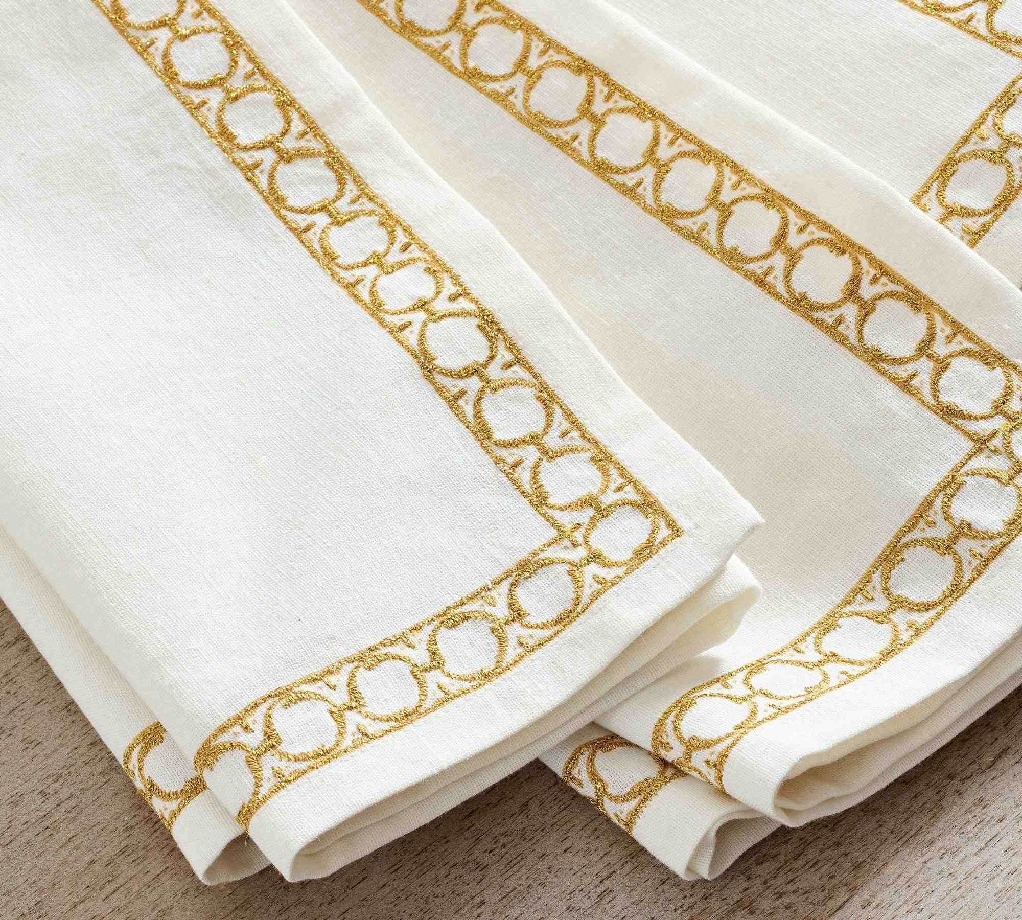 Gold Tile Cotton/Linen Napkins - Set of 4