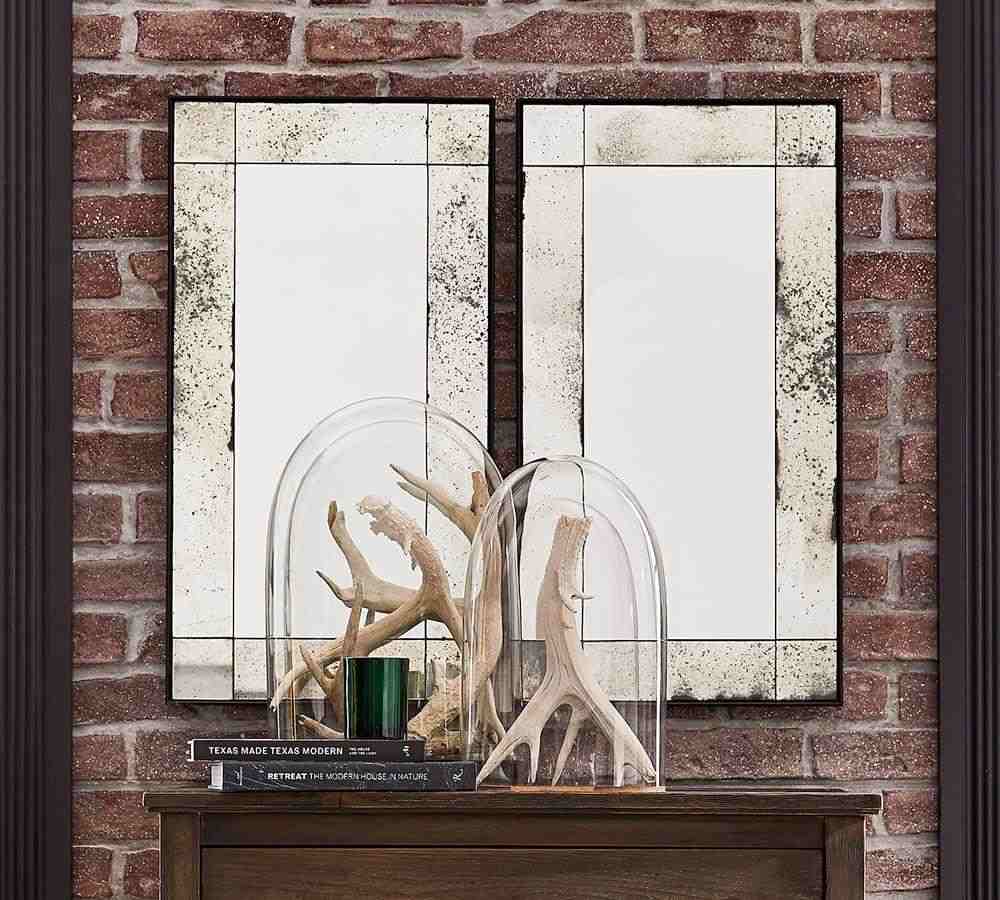 Tribeca Antiqued Glass Wall Mirror 16Inches x 30Inches