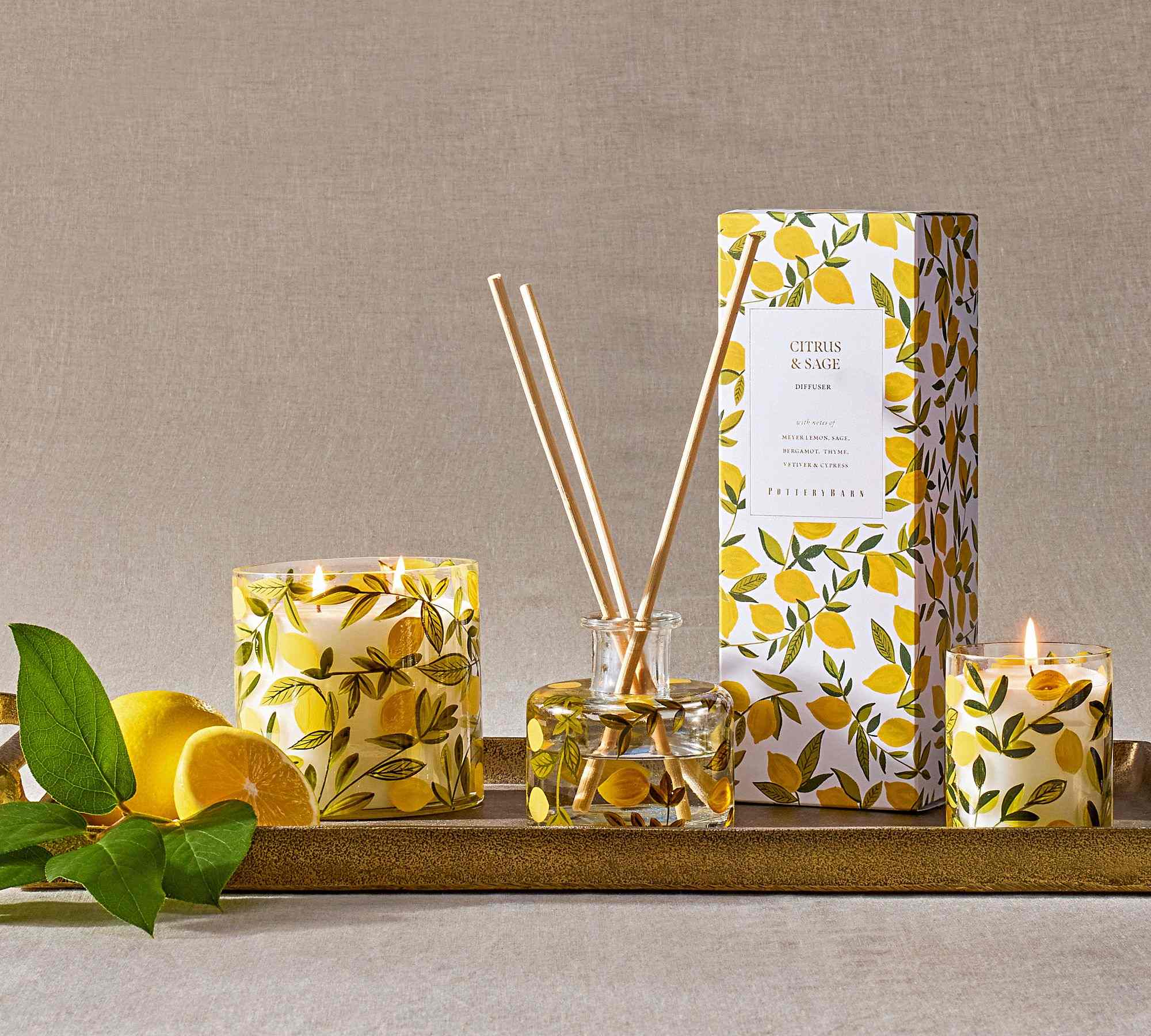 Pottery Barn | Hand Painted Flower Scent Collection - Citrus & Sage