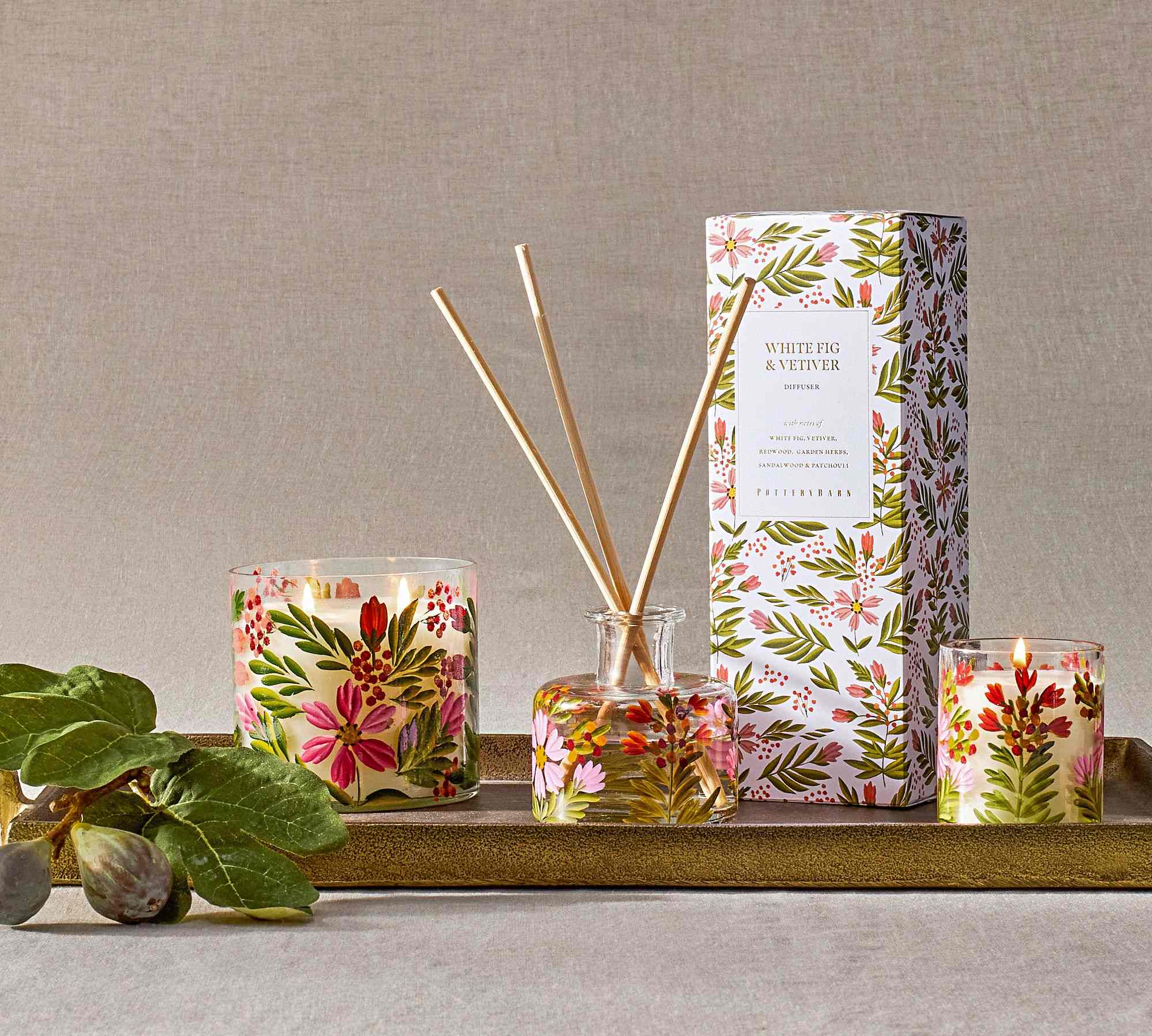 Pottery Barn | Hand Painted Flower Scent Collection - White Fig & Vetiver