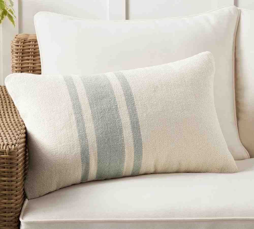 Modern Farmhouse Striped Indoor/Outdoor Lumbar Pillow