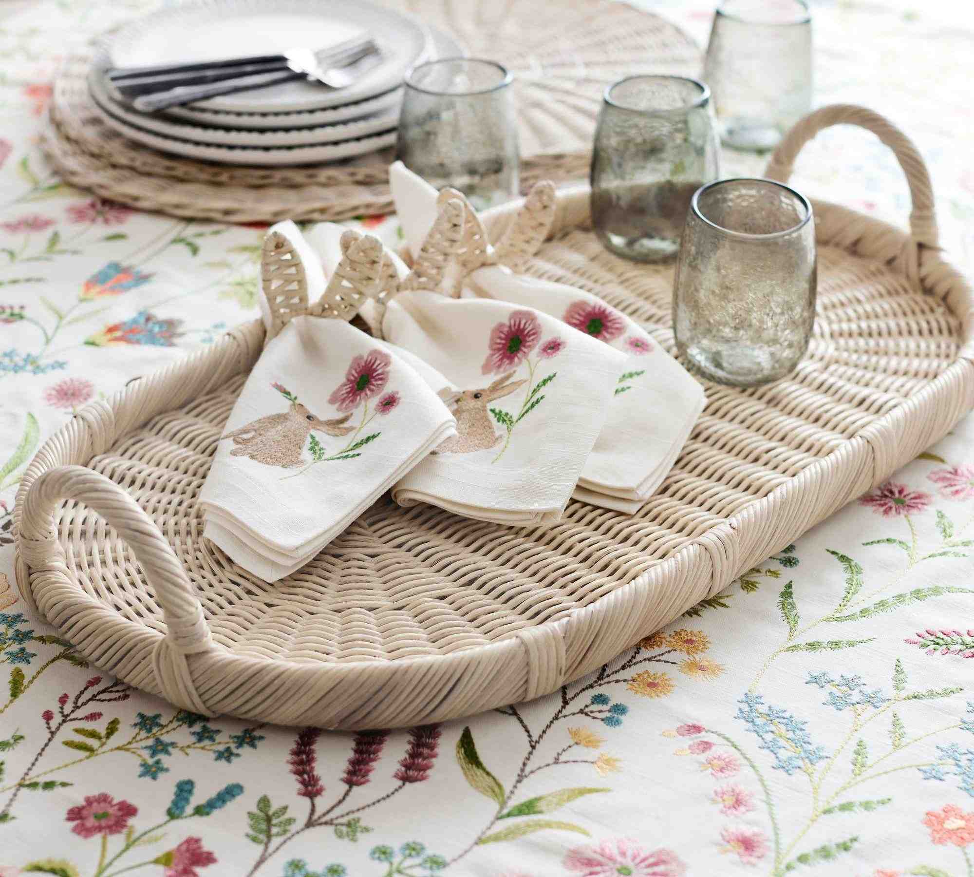 Handwoven Wicker Oval Serving Tray