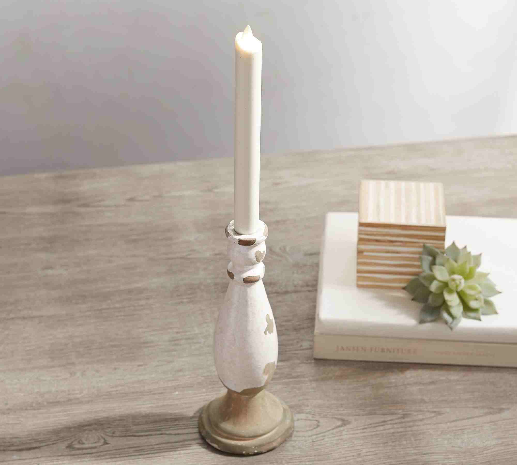Premium Flickering Flameless Wax Taper Candle