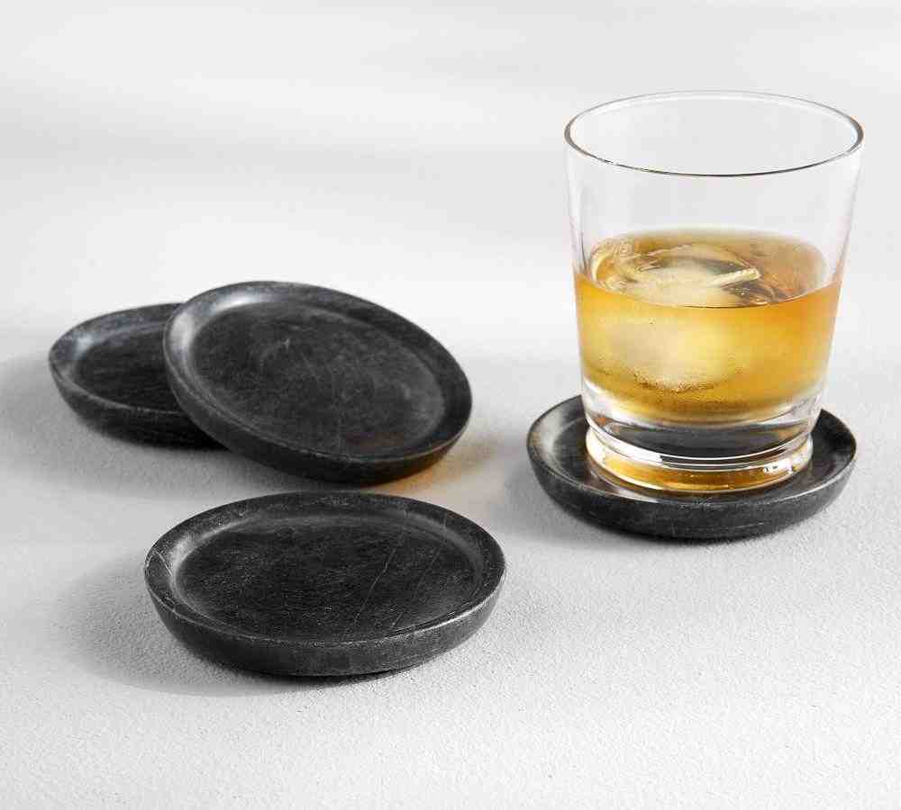Black Marble Coasters- Set of 4