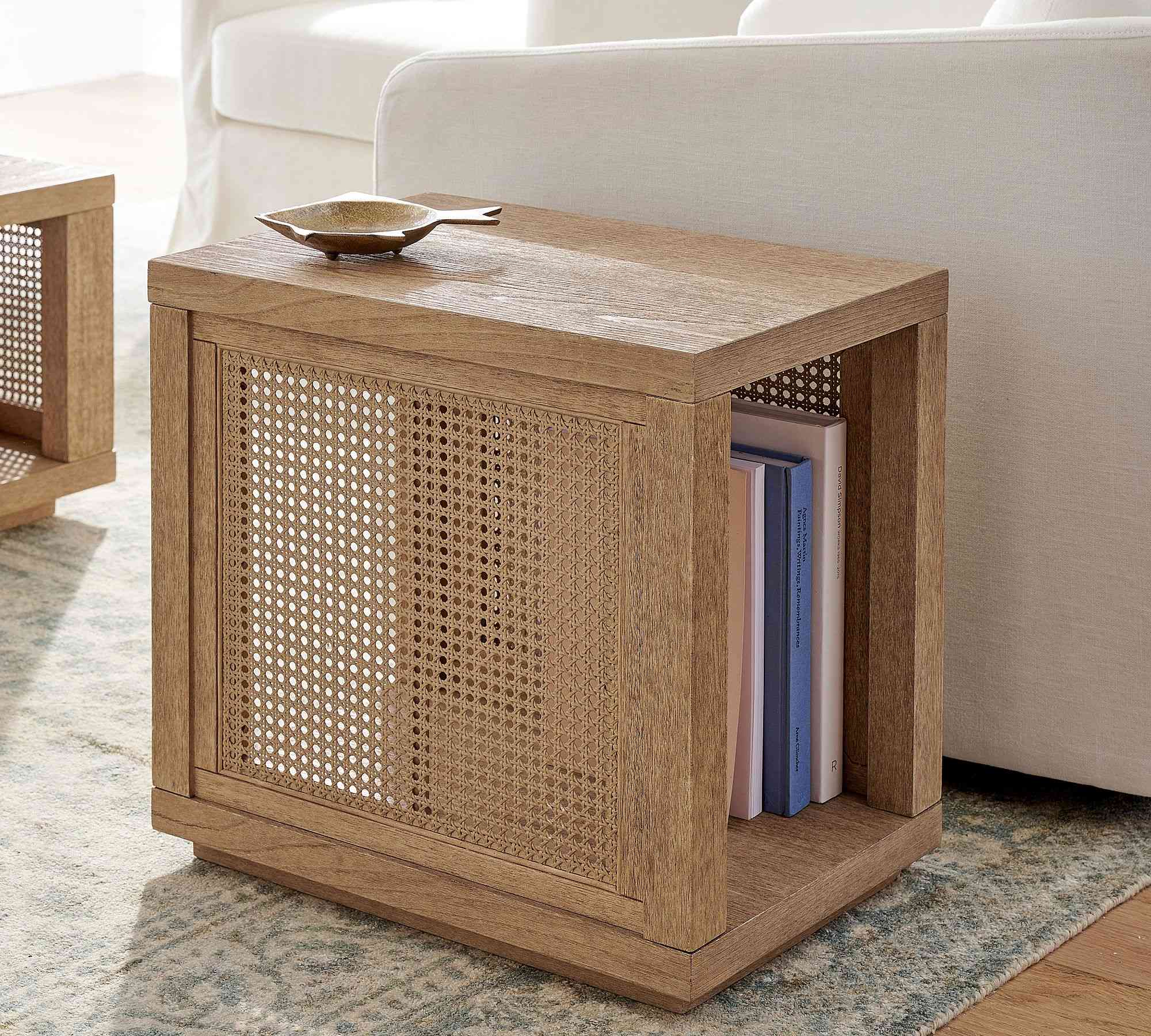 Pottery Barn | Marina Rectangular Cane Side Table (15")