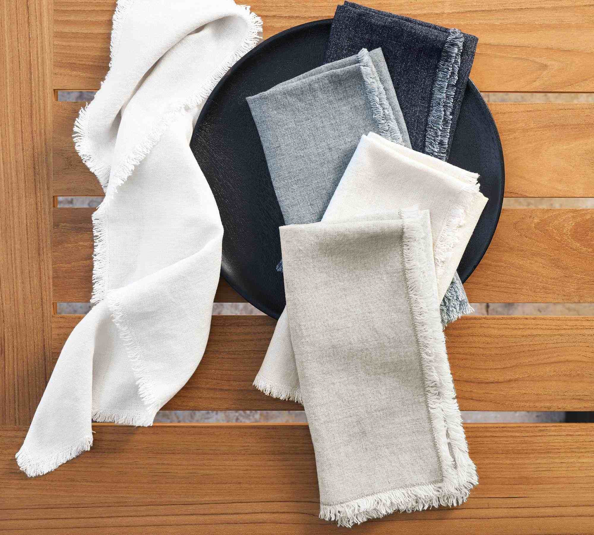 Frayed Oversized Linen Napkins - Set of 4