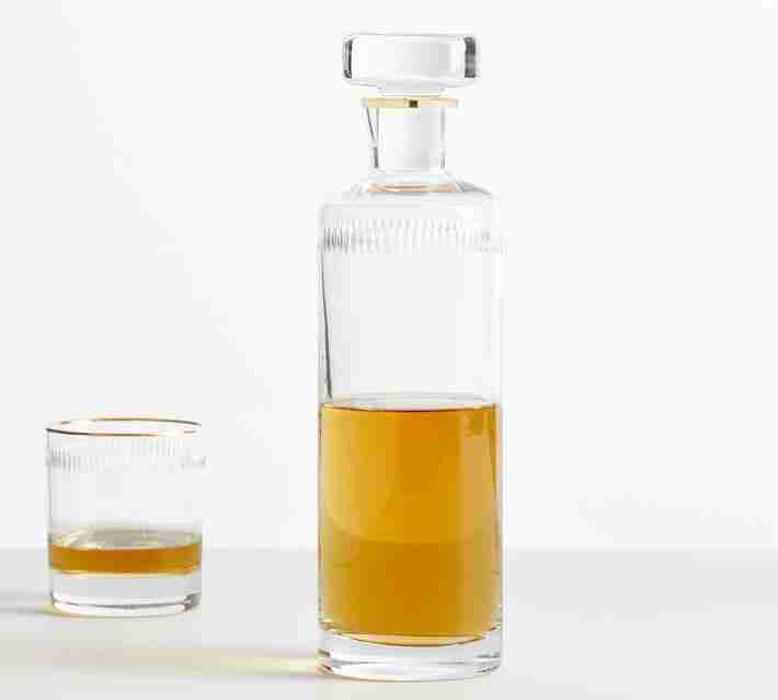 Etched Gold Rim Liquor Decanter