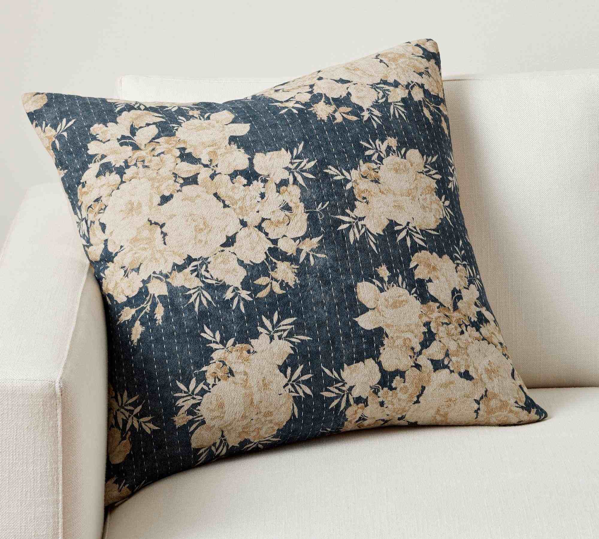 Zenia Floral Quilted Throw Pillow