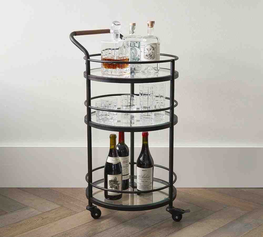 Hugo 18.5Inches Round Bar Cart- Bronze