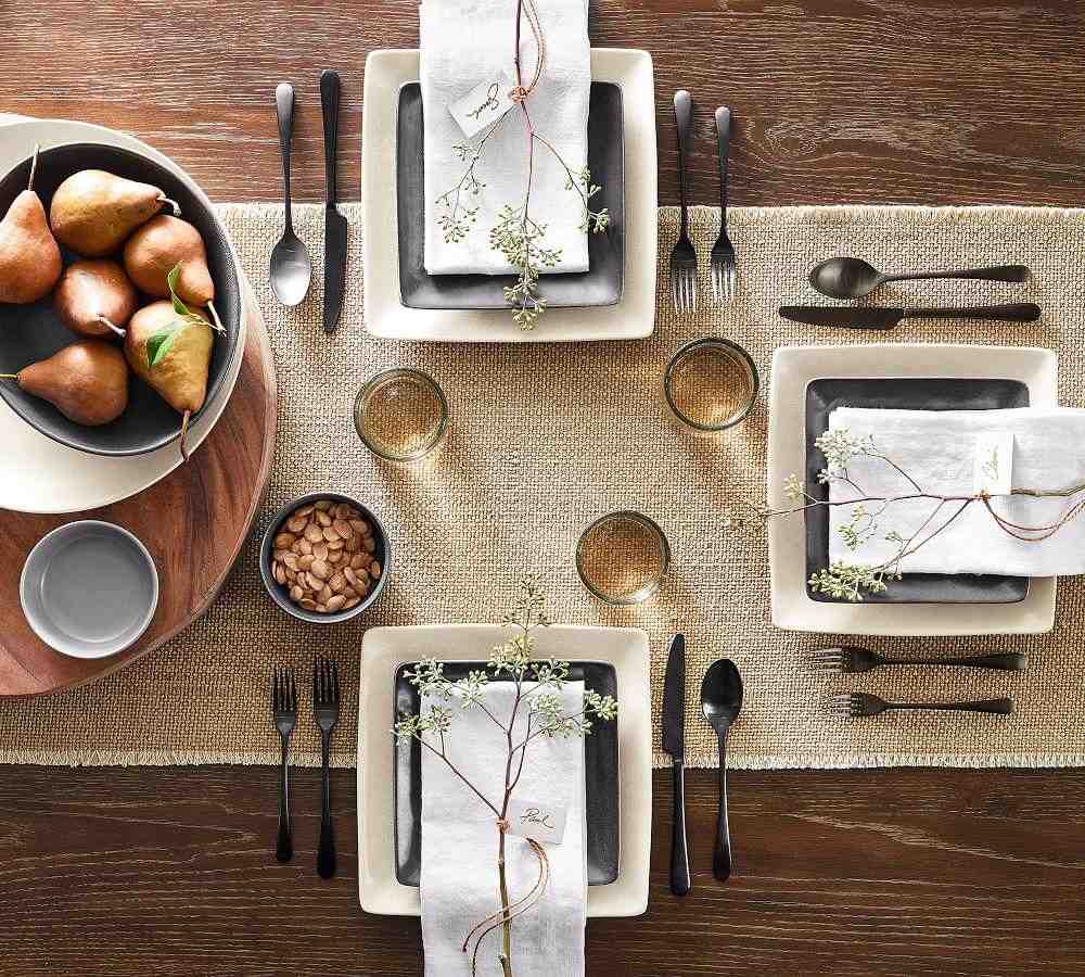 Mason Cotton Fringe Table Runner - Dusty Blue