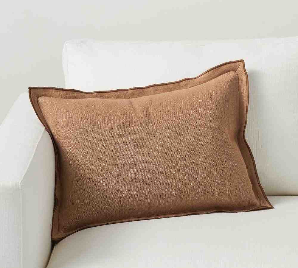 Galen Linen Lumbar Pillow Cover, 14" x 20", Cognac