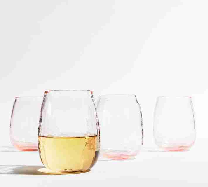 Hammered Stemless Wine Glasses, Set of 4