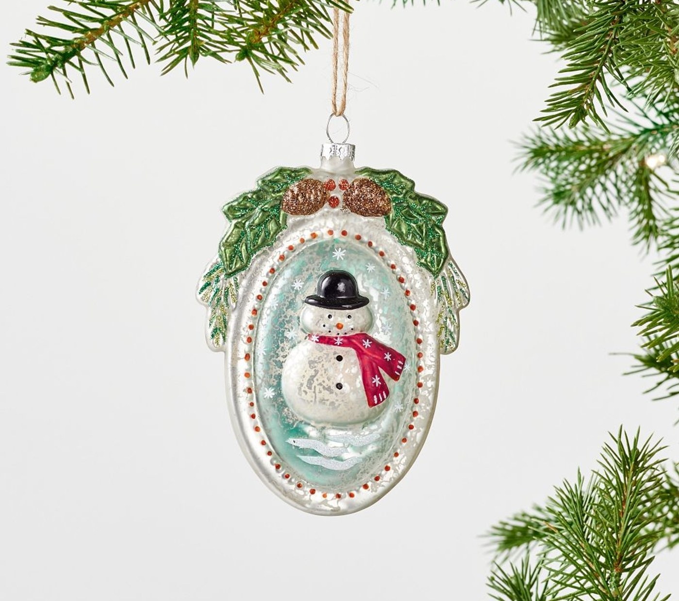 Pottery Barn | Mercury Figurine Medallion Ornament, Snowman
