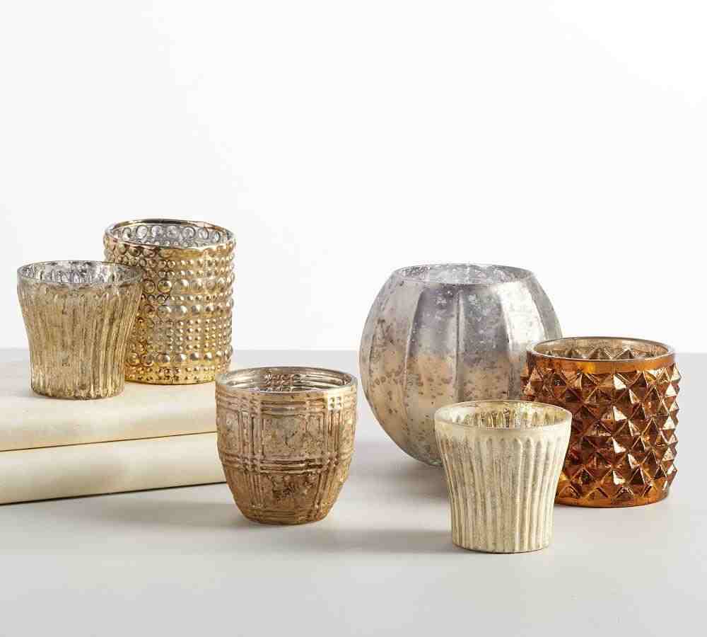 Oxidized Mercury Glass Votive Candleholders