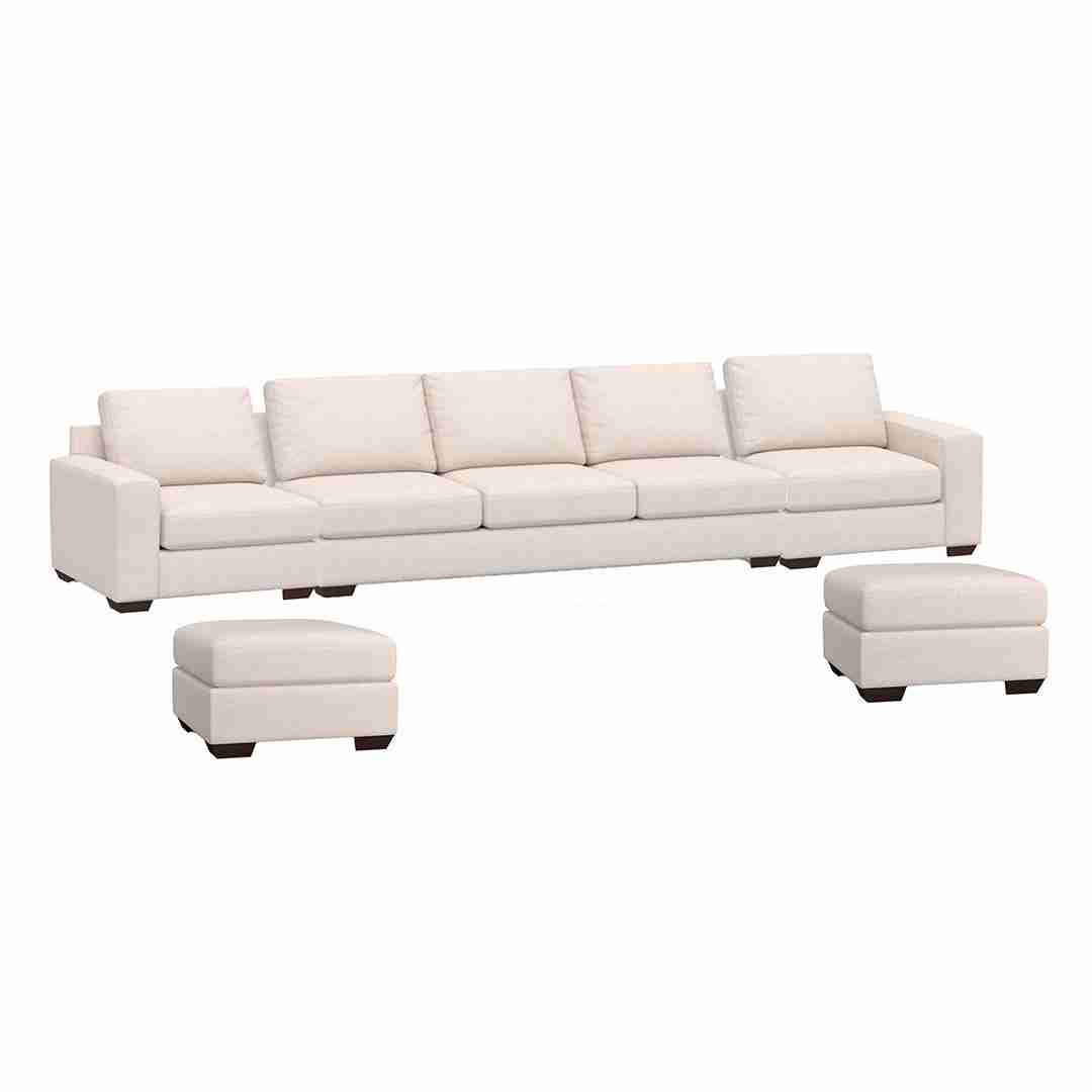 Big Sur Square Arm Upholstered, Down Blend Wrapped Cushions, Performance Slub Cotton Silver Taupe