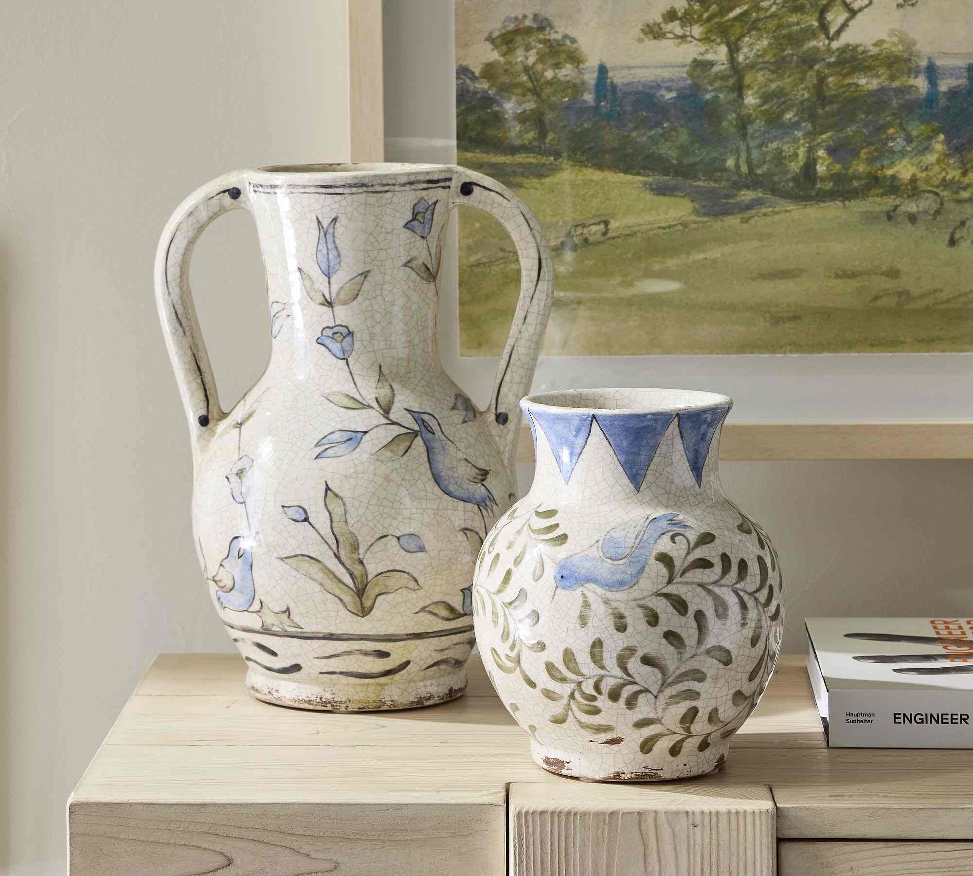 Handcrafted Bird Print Vase