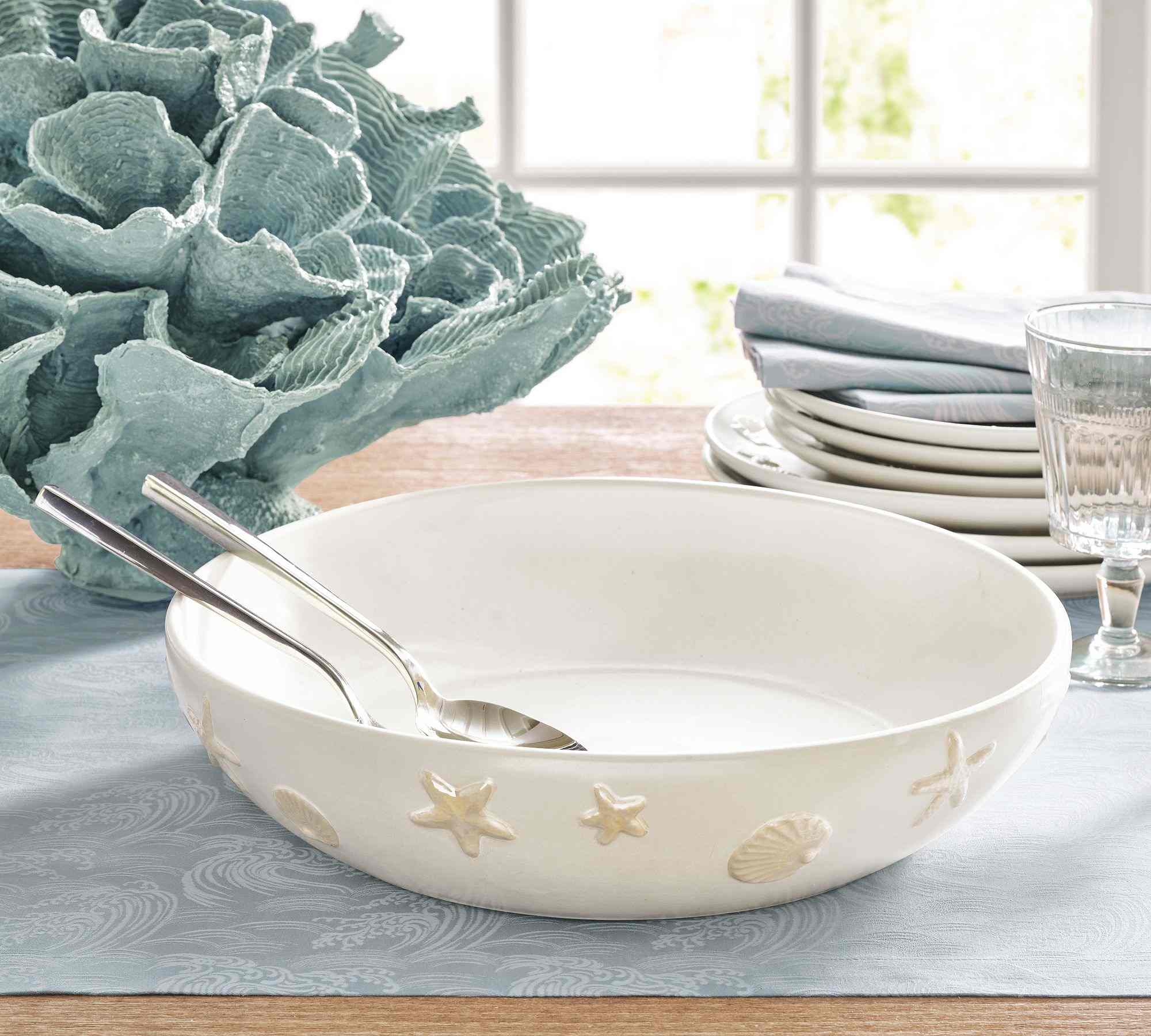 Coastal Embossed Stoneware Serving Bowl