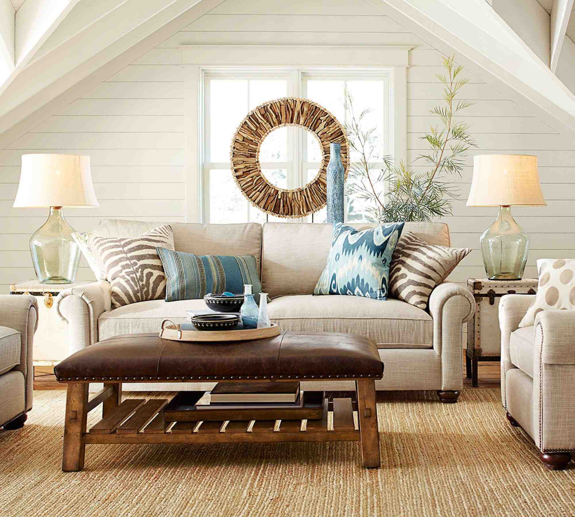 Caden Rectangular Ottoman, Brown Leather