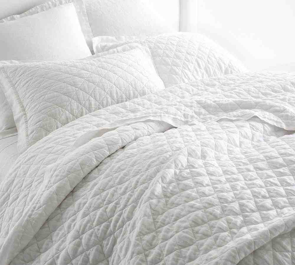 Pottery Barn | Belgian Flax Linen Diamond Quilt & Shams