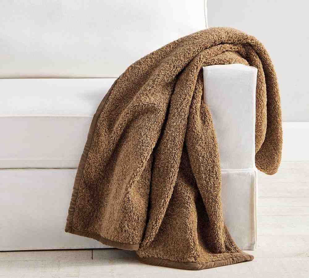 Pottery Barn | Cozy Teddy Faux Fur Throw, 60 x 80", Tobacco