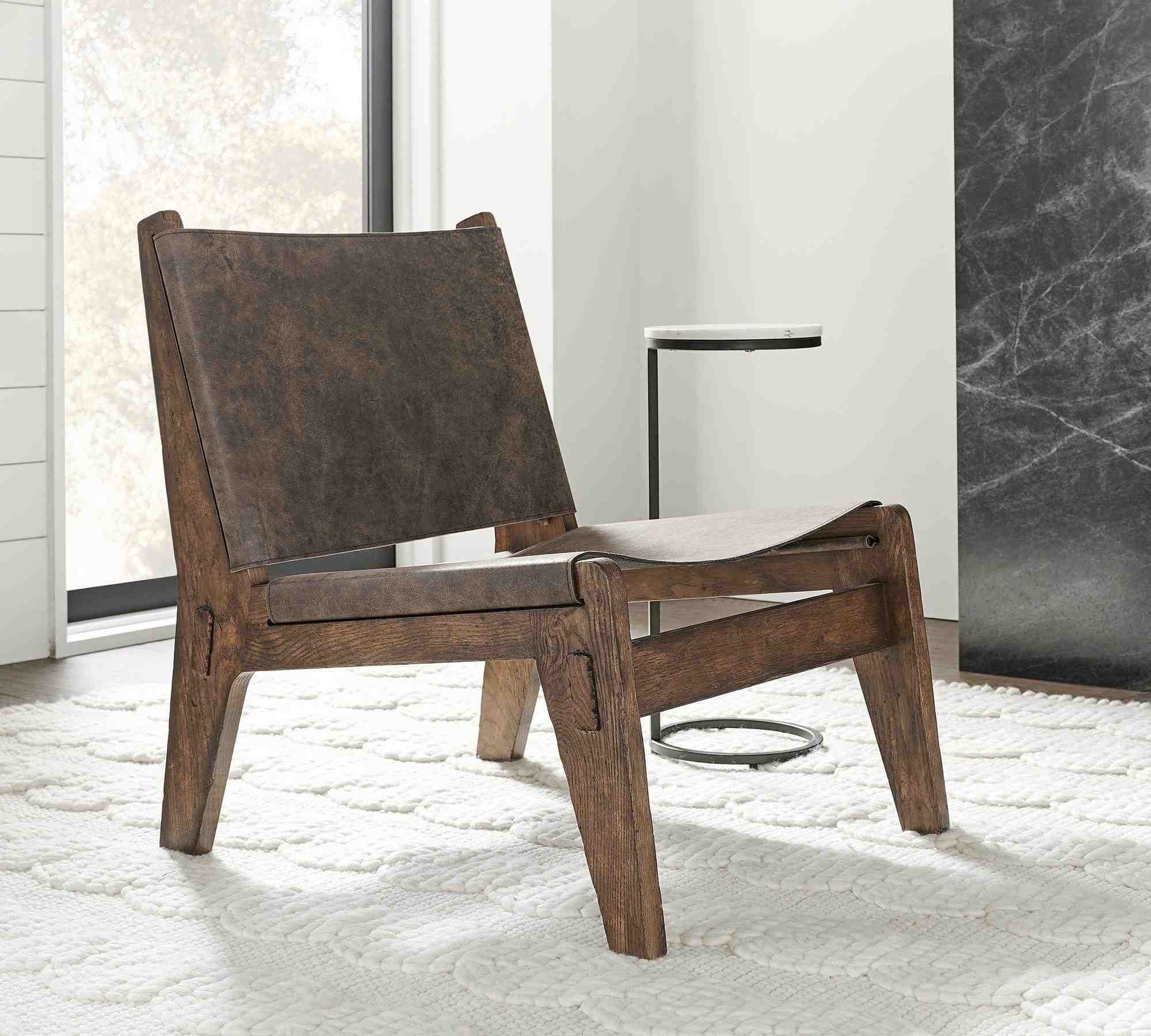 Del Ray Leather Sling Chair, Rustic Brown