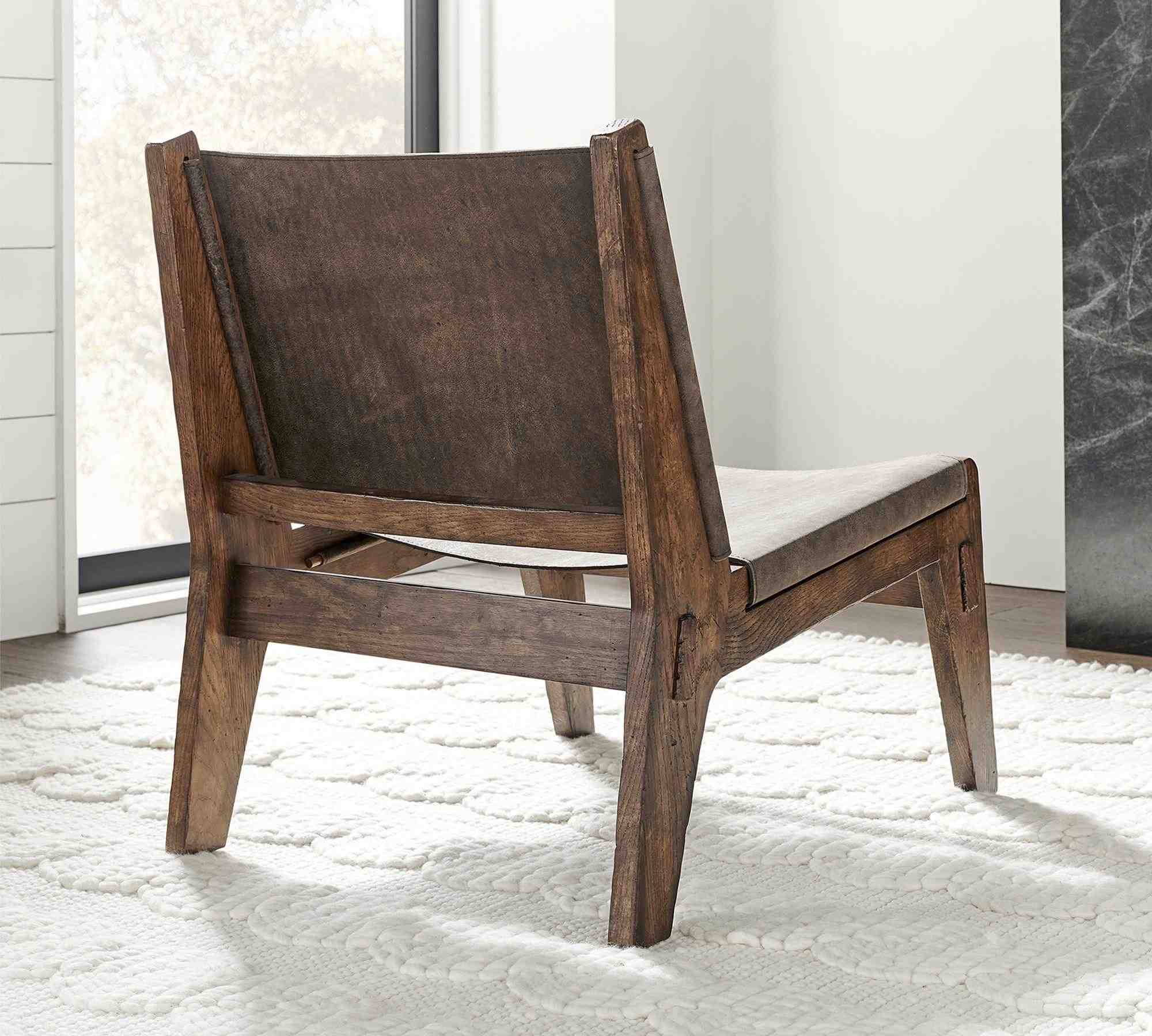 Del Ray Leather Sling Chair, Rustic Brown