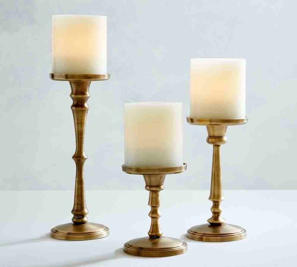 Booker Pillar Candleholders - Brass