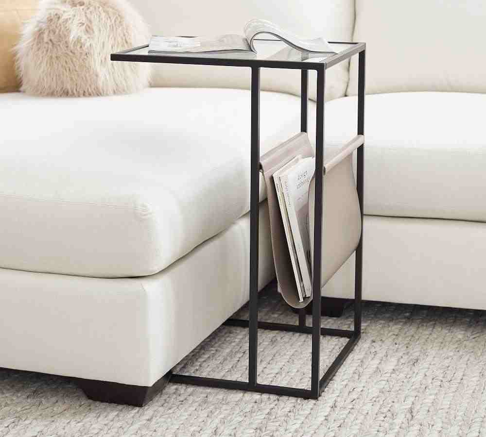 Hardy 16Inches Leather C-Table- Morrison Gray Leather