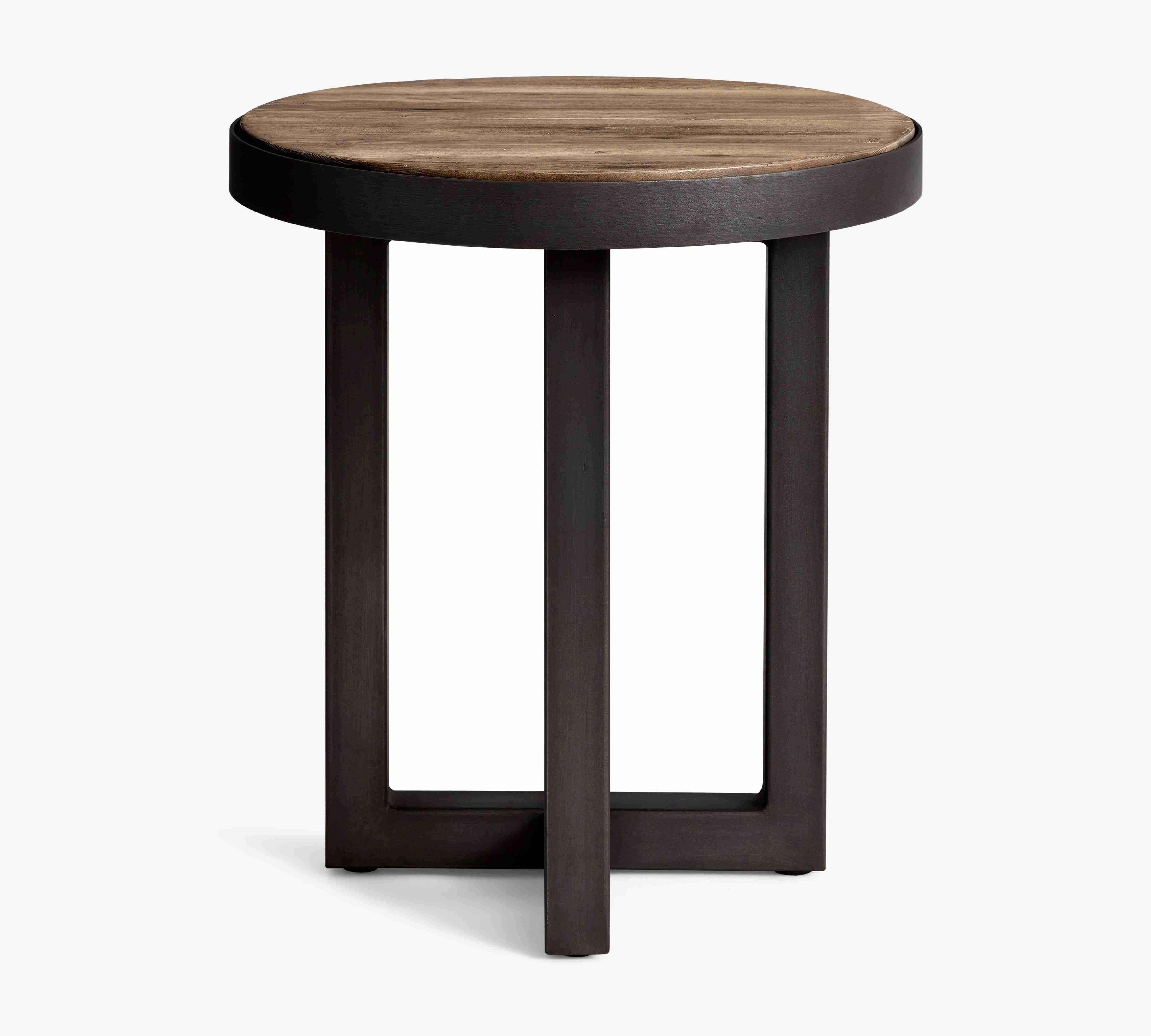 Thorndale Reclaimed Wood Round Side Table, Smoked Barnwood