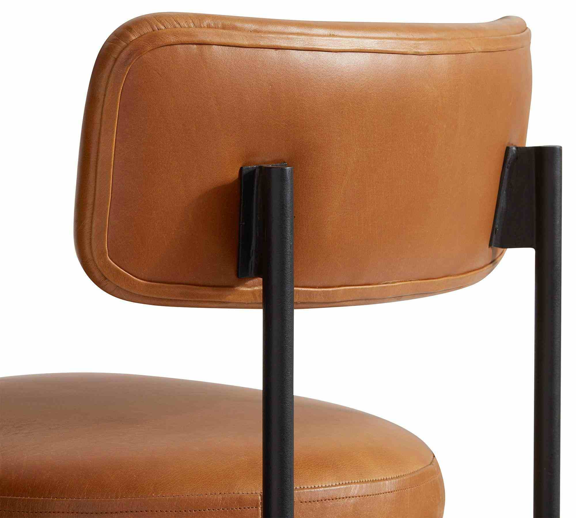 Maison Leather Bar Height Bar Stool, Antique Bronze Leg