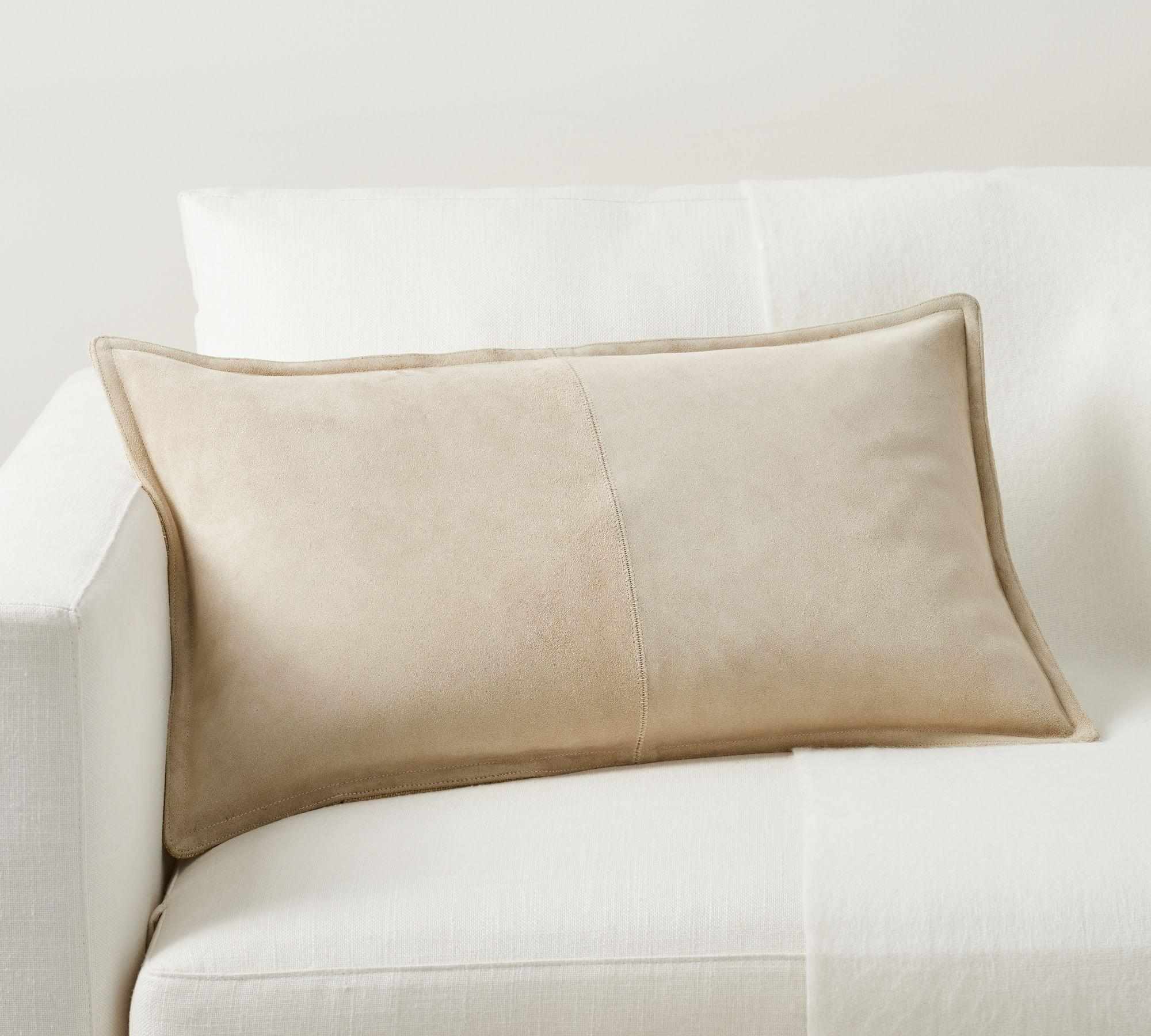 Pieced Suede Lumbar Pillow Cover, 16" x 26"