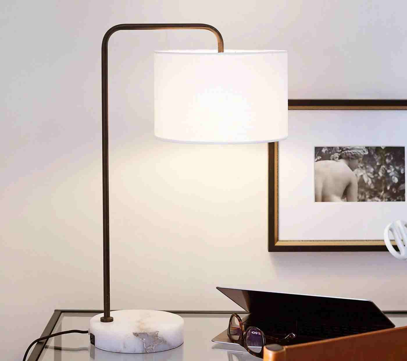 Windham Alabaster USB Task Table Lamp