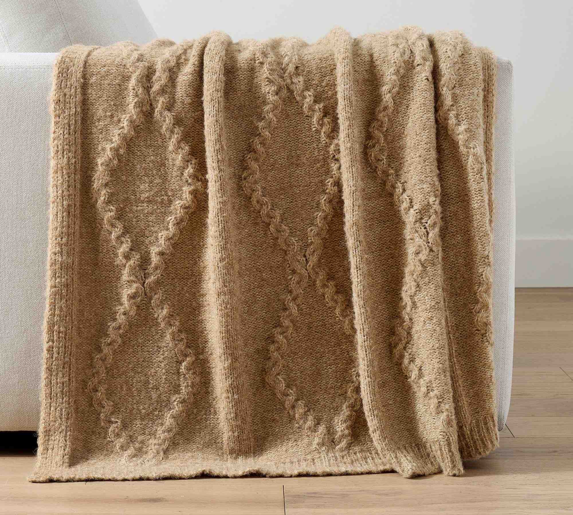 Diamond Cable Knit Throw