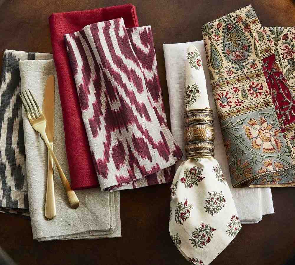 Ava Ikat Print Organic Cotton Napkins, Set of 4