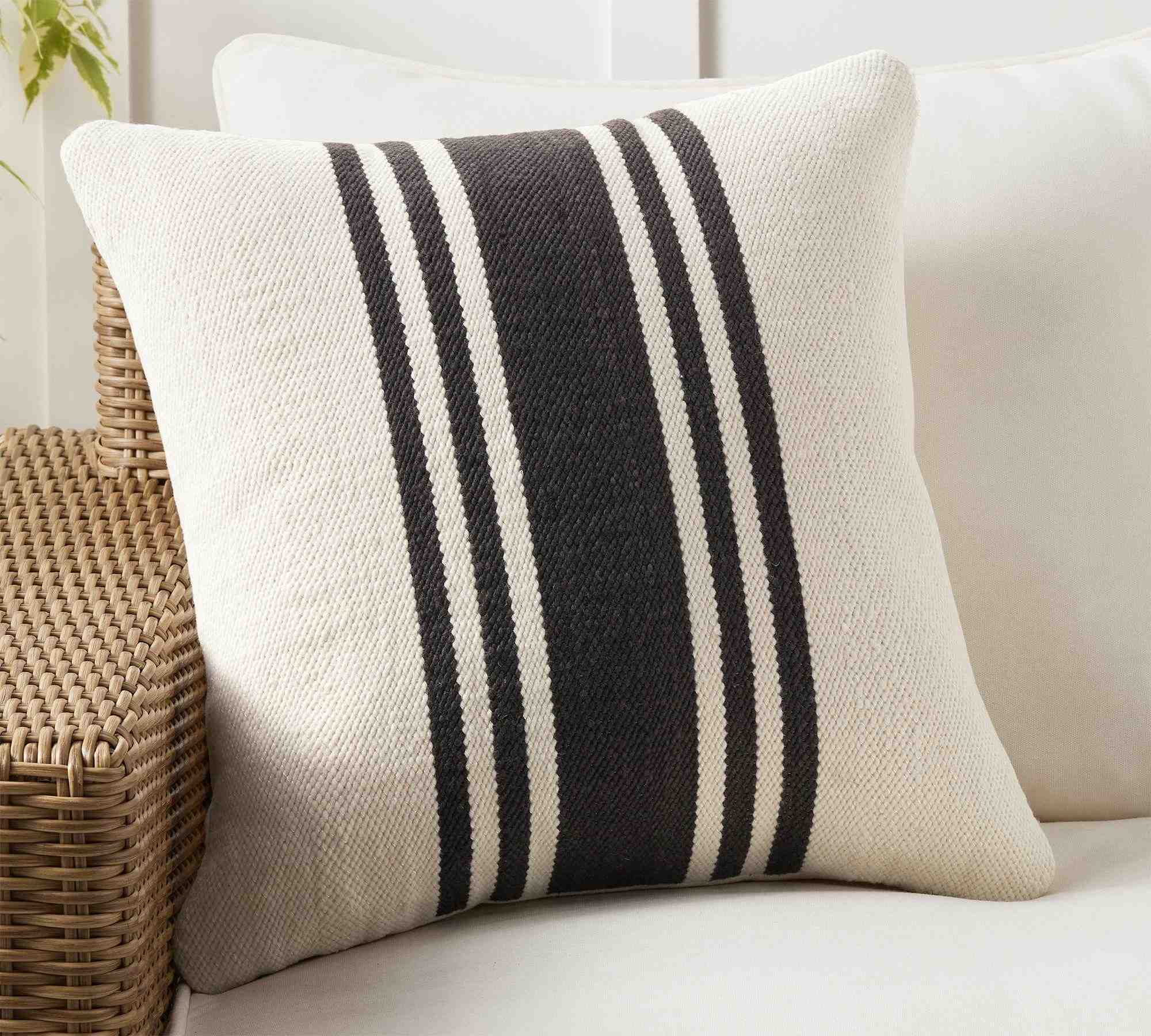 Modern Farmhouse Striped Outdoor Pillow
